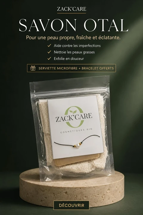 Présentation du savon OTAL Zack’care avec serviette microfibre et bracelet offerts